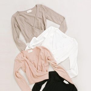 Rosette Surplice Sweater Top (NWOT)